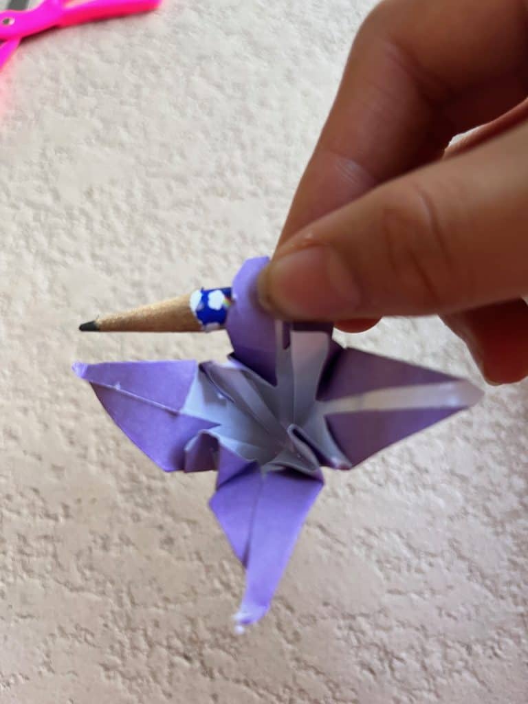 curling last lily petal for the Origami Easter Basket with Lilies