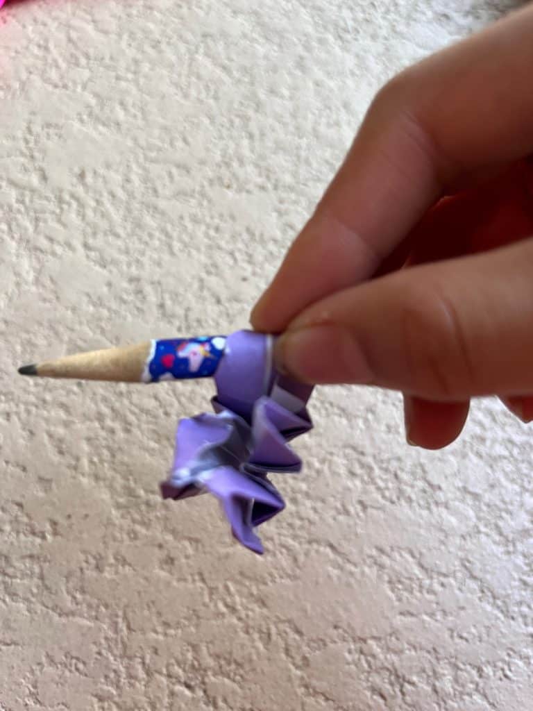 curling lily petal with pencil