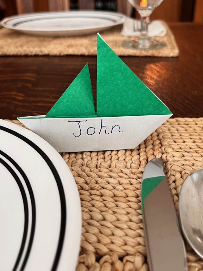 placemat with sailboat place card