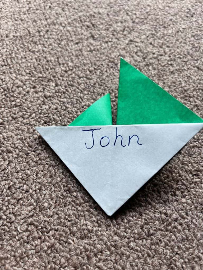 name john on origami sailboat