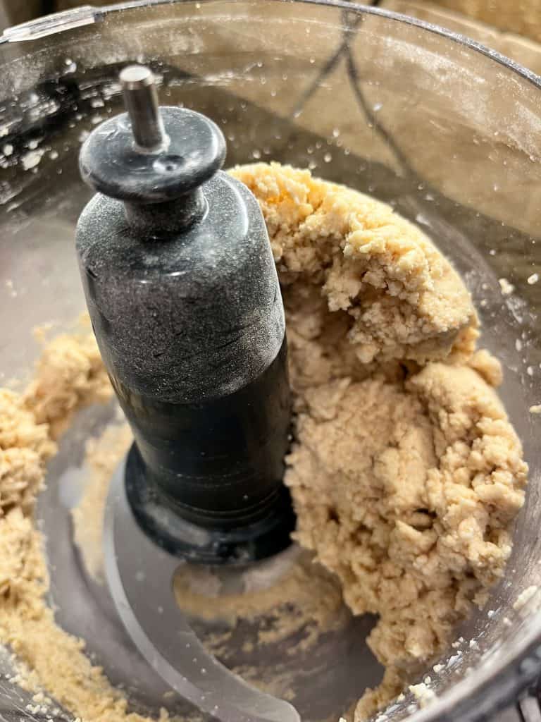 Mixed up biscuit dough in food processor.