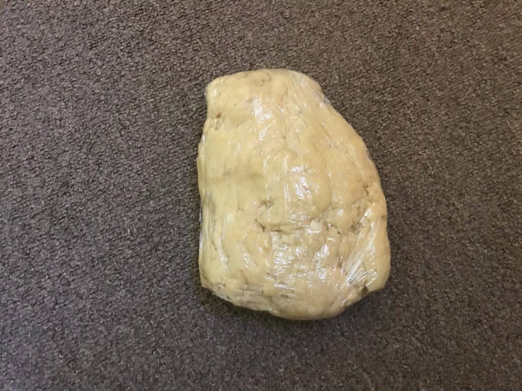 Cookie dough in plastic wrap