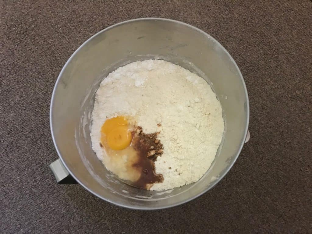 Flour with egg and vanilla
